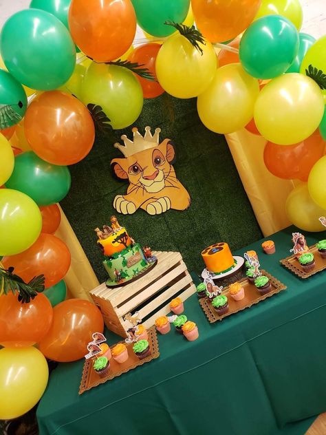 Lion King 1st Birthday Party Ideas Boys, Lion King 2nd Birthday Party Ideas, Lion King Theme Party 1st Birthdays, Simba Decorations Party Ideas, Lion King Themed First Birthday, Lion King 1st Birthday Party, Lion King First Birthday Photoshoot, Lion King First Birthday Party Ideas, Simba Theme Birthday Decor