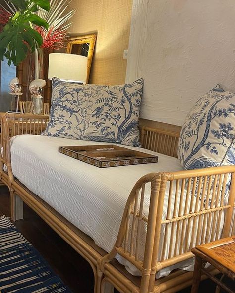 Palm Beach Home Style on Instagram: "Fabulous Bamboo Daybed Available @palmbeachhomestyle Boutique For Details DM. #palmbeachhomelifestyle #palmbeachhomestyle #palmbeachstyle #palmbeachchic #nowandforever" Bamboo Day Bed, Caribbean Cottage, Bamboo Daybed, Cottage Core Home Decor, Cottage Core Home, Metal Daybed, Palm Beach Style, Beach Room, Day Bed