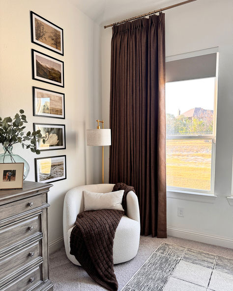 Step into your bedroom and encounter the todd brown curtain. With its excellent 100% light-blocking performance, it can keep you away from strong light distractions of the outside world. In this private space, the todd curtain is always by your side, bringing you comfort and peace of mind.        
📷IG：@the.cardinal.home

Style: TODD 
Color: Brown 
Header:Pinch pleat-triple
Lining:White Lining Bedroom With Brown Curtains, Bedroom Brown Curtains, Brown Curtains Living Room, Brown Curtains Bedroom, Brown Header, Bush House, Velvet Bedroom, 2024 Bedroom, Always By Your Side