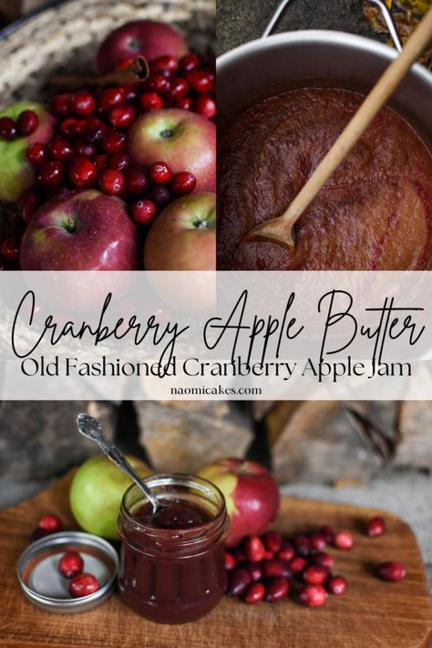 This simple old fashioned cranberry apple butter is perfect for the holiday season! Winter Jelly Recipes, Cranberry Apple Butter Canning, Cranberry Apple Butter Crockpot, Apple Cranberry Butter, Christmas Apple Butter, Apple Butter Old Fashioned, Applebutter Canning Recipes, Christmas Canning Recipes, Cranberry Canning Recipes