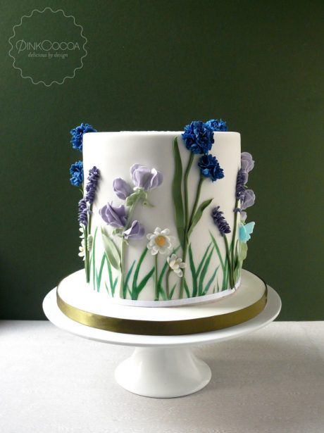 Wild Flowers 80th Birthday Cake - Pink Cocoa Birthday Purple Cake, Purple Cake Ideas, 80th Birthday Cake For Grandma, Birthday Cake For Mum, Grandma Cake, 80th Birthday Cake, Birthday Cake Roses, Purple Cakes Birthday, 90th Birthday Cakes