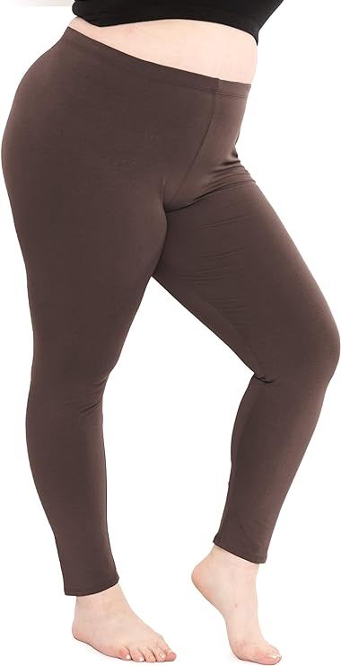 Women's Cotton Plus Size Leggings Brown 4X at Amazon Women’s Clothing store Knee Length Leggings, Coloured Leggings, Comfort Women, Comfortable Leggings, Plus Size Leggings, Pinterest Board, Amazon Women, Clothing Store, Blue Denim