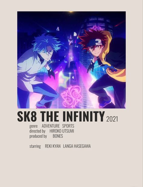 Poster Anime, Minimalist Posters, Sk8 The Infinity, Adventure Sports, Anime Pictures, The Infinity, Minimalist Poster, Movie Posters, Anime