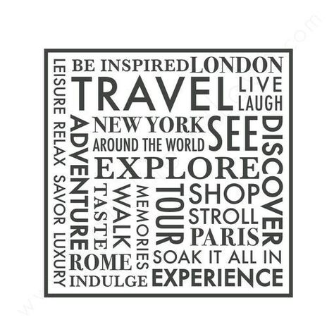 LIVE, LAUGH, EXPERIENCE. Word Collage, Travel Words, Wall Quotes Decals, Safe Travel, Travel Packing, Travel Advice, Wall Quotes, Travel Quotes, Travel Journal