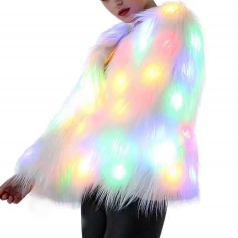 Nicesee - Nicesee Women LED Light Faux Fur Coat Stage Costumes - Walmart.com - Walmart.com Clubwear Winter, Led Jacket, Rave Costumes, Woman Birthday Party, Winter Outwear, Fur Clothing, Light Coat, Stage Costume, Fancy Dresses Party