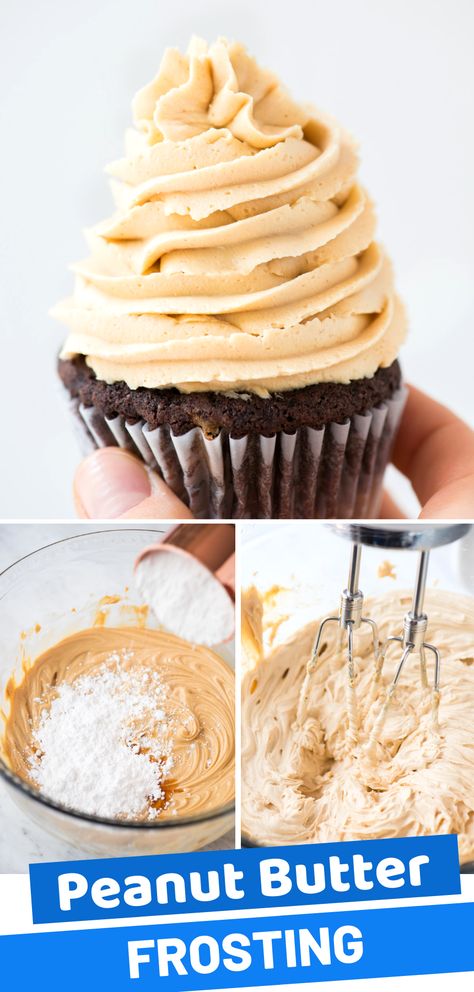 Peanut Butter Cupcake Frosting, Peanut Butter Frosting Easy, Peanut Butter Buttercream Frosting, Gorgeous Cupcakes, Peanut Butter Frosting Recipe, Peanut Butter Buttercream, Cupcakes Homemade, Frosting Chocolate, Peanut Butter Icing