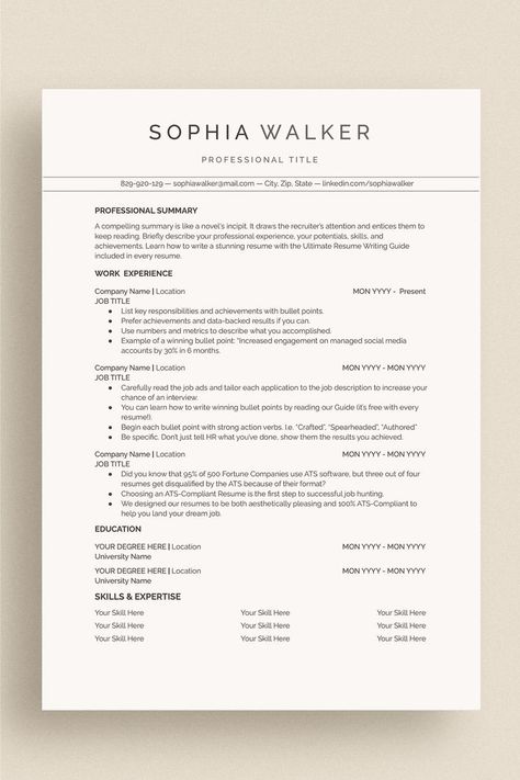 Winning Resume Template Instant Download for Microsoft Word and Google Docs, OpenOffice Modern Cv Template Free, Cv Design Template Free, Cv Templates Free Download, Simple Cv Template, Simple Cv, It Cv, Looking For A New Job, Ats Resume, Good Cv