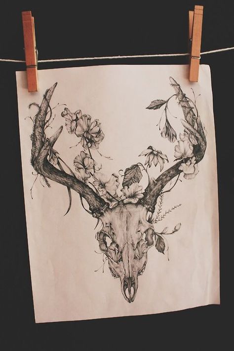 10+ Deer Skull Tattoo Designs On Chest | PetPress Antler Tattoo, Deer Skull Tattoos, Lower Back Tattoo Designs, Dragons Tattoo, Girl Back Tattoos, Kunst Tattoos, Muster Tattoos, Calf Tattoo, Celtic Tattoos