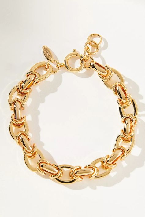 Chain Link Bracelet | Anthropologie Chunky Gold Chain Bracelet, Gold Bracelet Thick, Anthropologie Bracelet, Bracelets Outfit, Chunky Gold Bracelet, Link Jewelry, Chunky Gold Chain, Gold Chain Bracelet, Bracelet In Silver