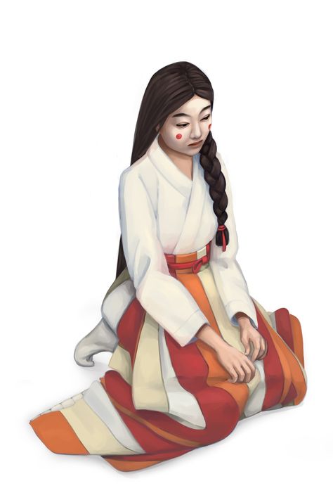 Ancient Goguryeo noblewoman from Korea by Alexander Thornborough Goguryeo Hanbok, Ancient Korea, Ancient Clothes, Cool History, Korean Traditional Clothing, Korean Traditional Dress, Girl Character, Korean Culture, Korean Traditional