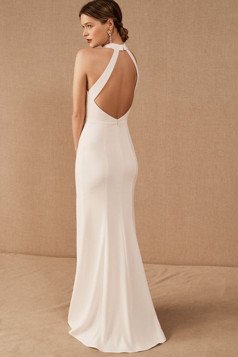 If a halter-top wedding dress is on your wishlist, you're in luck! We found 20 of the chicest options of the year, like the BHLDN Montreal Dress #purewow #wedding #dress #shopping #meghanmarkle #fashion #style #meghanmarkleweddingdress #weddingplanning #weddingdress #shoppable #halterdress #haltertop Wedding Dress Halter Top, Halter Top Wedding Dress, Dc Elopement, Halter Wedding, Reception Gown, Anthropologie Wedding, Allure Bridals, Gown Styles, Top Wedding Dresses