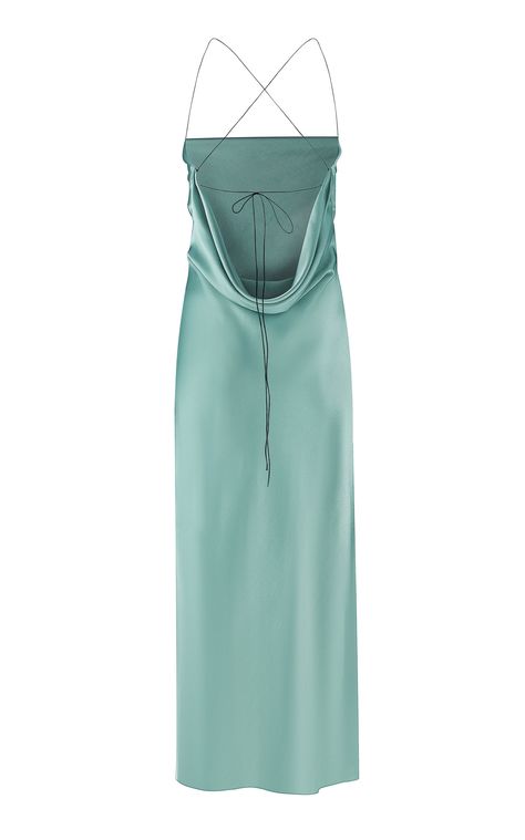 Aquamarine Dress, Anna October, October Fashion, Long Slip Dress, Prom Dress Inspiration, Satin Slip, Satin Slip Dress, Satin Dresses, Moda Operandi