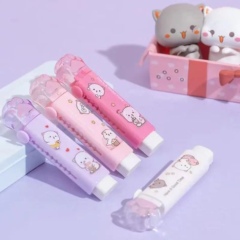 1pc Cartoon Creative Push Pull Eraser Cute Eraser School Supply | Buy More, Save More | Temu Desired Wardrobe, Peach Cat, Kids School Supplies, Cat Kawaii, Study Stationery, Paw Design, Stationary School, School Supply, Cute Stationary