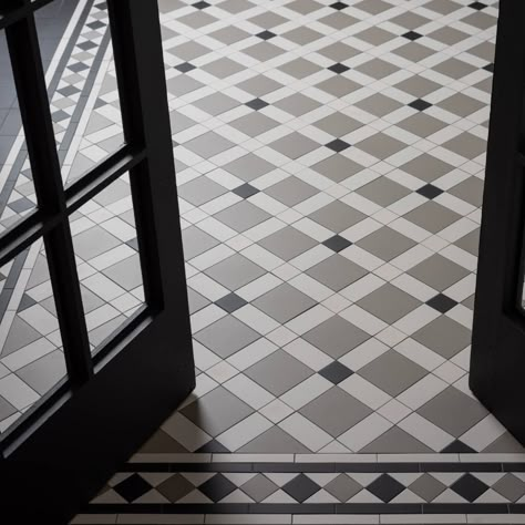 Norwich | Victorian Floor Tiles | Original Style Victorian Flooring, Victorian Hallway Tiles, Porch Tiles, Hallway Tiles, Hallway Tiles Floor, Hall Tiles, Victorian Tile, Victorian Hallway, Victorian Floor Tiles