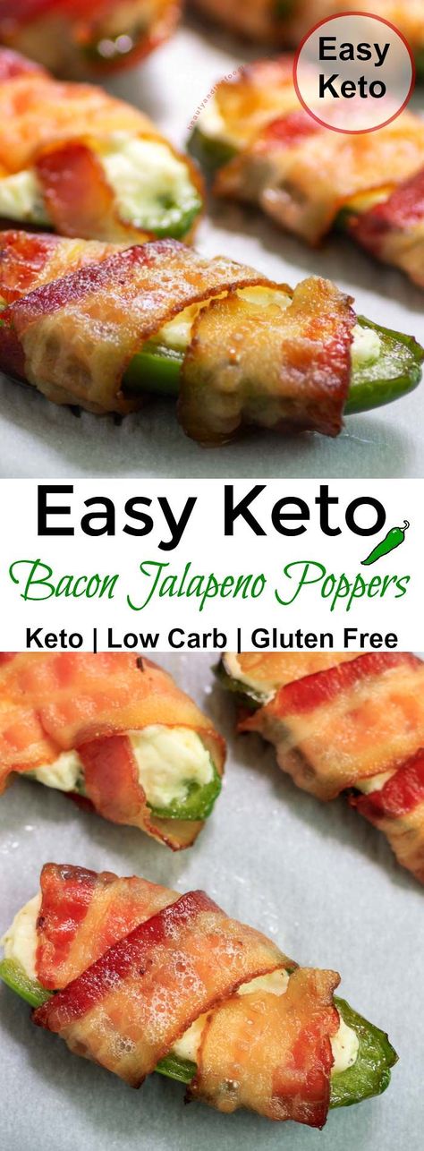 Bacon Jalapeno Poppers, Keto Bacon, Stuffed Jalapenos With Bacon, Keto Foods, Keto Recipes Dinner, Low Carb Gluten Free, Jalapeno Poppers, Low Carb Recipes Dessert, Bacon Recipes