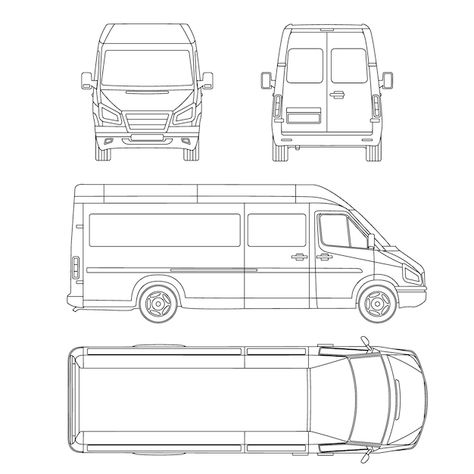 Van template. commercial vehicle. bluepr... | Premium Vector #Freepik #vector #van #cargo-van #truck-front #van-car Van Template, Car Template, Station Wagon Cars, Blueprint Drawing, Semi Trailer Truck, Wagon Cars, Vans Top, Sauna Design, White Truck