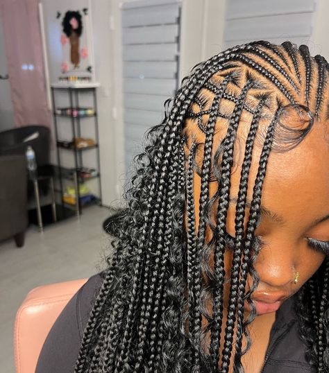 Flip Over Fulani Braids, Black Hair Inspiration, Weave Hairstyles Braided, Braided Hairstyles For Black Women Cornrows, Feed In Braids Hairstyles, Quick Natural Hair Styles, Beautiful Braided Hair, Cute Braided Hairstyles, Braided Cornrow Hairstyles