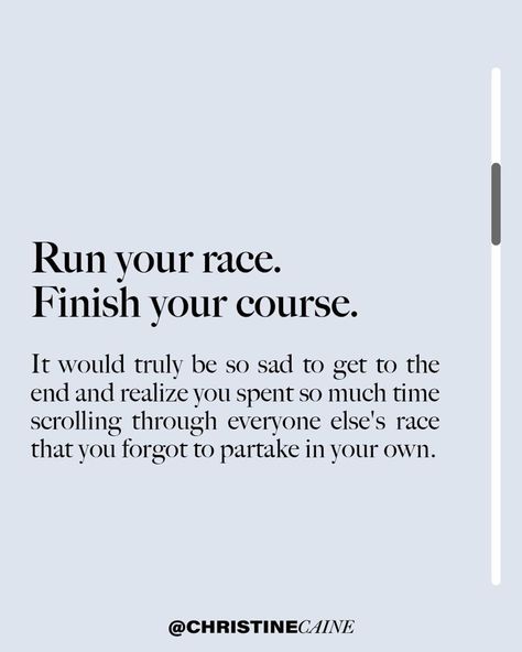 Christine Caine on Instagram: “Run your race with endurance (Hebrews 12:1) — don't get sidetracked and don't try to run someone else's race.  Fix your eyes on Jesus.…” Hebrews 12:1, Fix Your Eyes On Jesus, Endurance Quotes, Hebrews 12 1, Track Team, Hebrews 12, Christine Caine, Christian Backgrounds, Bible Quotes Prayer