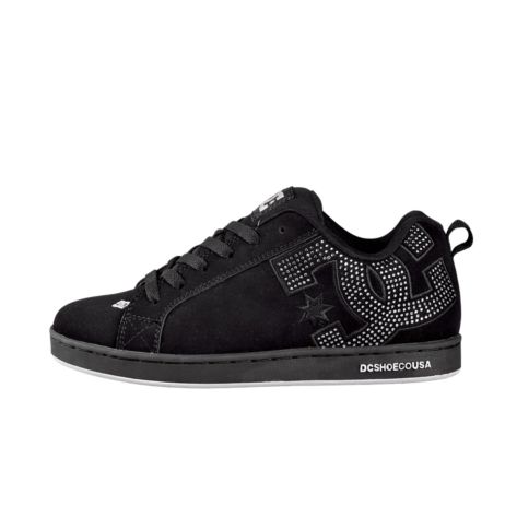 love these Luxury Casual Skate Shoes With Studded Outsoles, Low-top Studded Sneakers For Streetwear, Streetwear Lace-up Sneakers With Rhinestone Rivets, Low-top Synthetic Skate Shoes With Studded Outsoles, Dc Court Graffik, Black Low-top Skate Shoes With Perforations, Journeys Shoes, Dc Logo, Skate Shoe