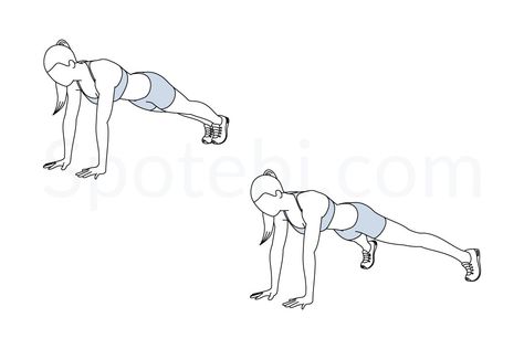 Plank jacks exercise guide with instructions, demonstration, calories burned and muscles worked. Learn proper form, discover all health benefits and choose a workout. Spotebi Workout, Plank Jacks, Oblique Workout, Fitness Flyer, Best Workout Plan, Back Fat Workout, Push Up Workout, Work Pictures, Workout Plan For Beginners