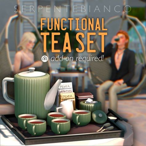 FUNCTIONAL TEA SET | Patreon Sims 4 Challenges, Sims 4 Traits, Sims Packs, The Butler, Sims 4 Mm Cc, Tumblr Sims 4, Sims 4 Cc Folder, Sims 4 Gameplay, Casas The Sims 4