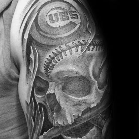 80 Chicago Cubs Tattoo Designs For Men - Baseball Ideas Chicago Sports Tattoo, Chicago Cubs Tattoo, Baseball Tattoo, Baseball Tattoos, Grandma Tattoos, Cubs Tattoo, Sport Tattoos, Chicago Tattoo, Baseball Ideas