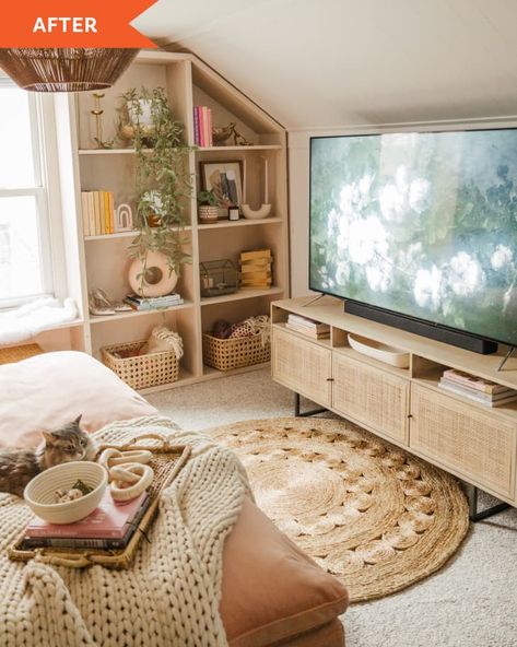 Attic Living Room, Gaming Lounge, Tv Lounge, Attic Space, Attic Apartment, Hobbit Hole, Attic Rooms, Living Room Diy, Entertainment Room