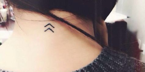 Tiny tattoo: double arrow Runes Tattoo, Simple Girl Tattoos, Meaning Of Arrow Tattoo, Small Arrow Tattoos, Minimalist Tattoo Meaning, Tattoo Son, Typography Tattoo, Rune Tattoo, Back Of Neck Tattoo