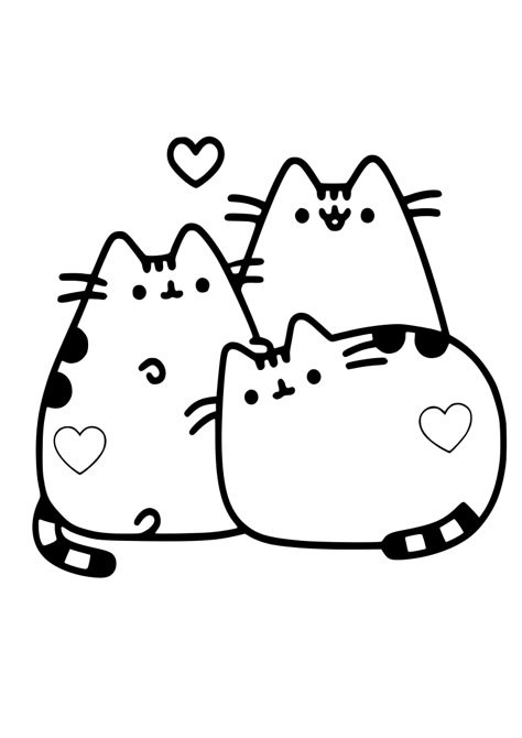 Dibujo tres gatos corazones kawaii Pusheen Coloring Pages, Minecraft Pictures, Images Kawaii, Pusheen Cat, Cartoon Coloring, Cat Coloring Page, Decor Desk, Easy Coloring Pages, Cartoon Coloring Pages