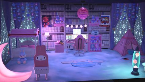 Acnh Gamer Room Ideas, Acnh Star Room, Acnh Gamer Room, Acnh Gaming Room, Christmas Acnh, Bedroom Gamer, Acnh Interior, Galaxy Room, Ac Ideas