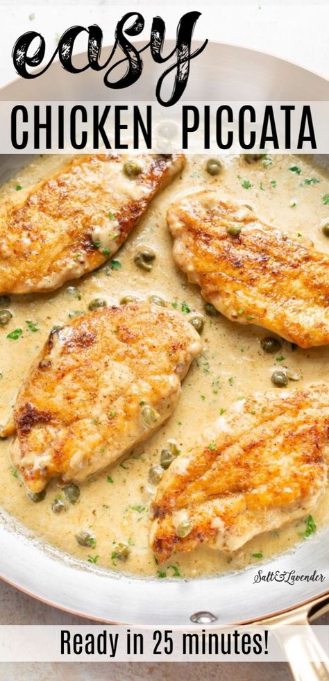 This chicken piccata recipe uses simple ingredients and comes together fast for a tasty weeknight dinner (it's even fancy enough for company). This restaurant favorite with a creamy lemon caper sauce is super easy to make at home! Creamy Chicken Piccata, Piccata Recipe, Chicken Piccata Recipe, Caper Sauce, American Dishes, Chicken Piccata, Chicken Dishes Recipes, Poultry Recipes, Creamy Chicken