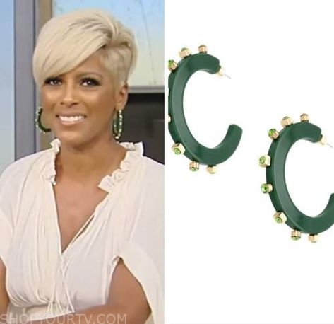 Tamron Hall Show: September 2022 Tamron Hall's Green Studded Hoop Earrings Check more at https://www.shopyourtv.com/tamron-hall-show-september-2022-tamron-halls-green-studded-hoop-earrings/ Tamara Hall Hair, Tamarin Hall Hair, Tamara Hall Hair Short Hairstyles, Tamron Hall Haircut 2023, Tamron Hall Haircut, Hall Hairstyles, Tamara Hall, 27 Piece, Tamron Hall