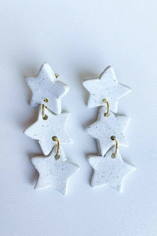 Earring Star, Diy Earrings Polymer Clay, Handmade Clay Earrings, Polymer Clay Jewelry Tutorials, Polymer Clay Christmas, Polymer Clay Canes, Polymer Clay Diy, Polymer Clay Jewelry Diy, Clay Earring