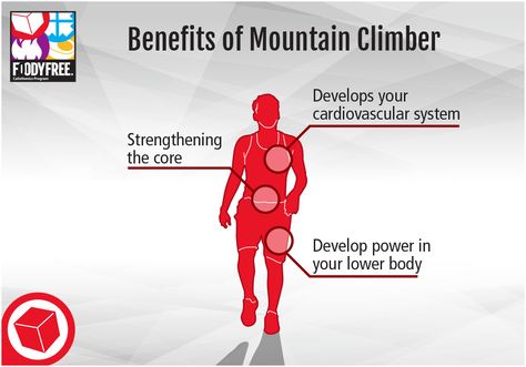 Benefits of Mountain Climber: 1) Develops your cardiovascular system, 2) Strengthening the core, 3) Develops power in your lower body Mountain Climber Exercise Benefits, Mountain Climbers Benefits, Mountain Climbing Workout, Circuit Exercises, Mountain Climber Exercise, Exercise Benefits, Climbing Workout, Cardio Exercises, Physical Training