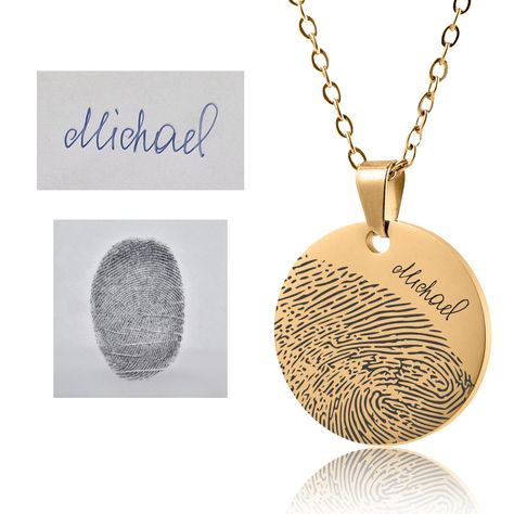 Memorial Fingerprint Necklace With Handwriting, Grief Gift, Sympathy Gift, Laser Engraved Custom Jewelry, Personalized Memorial Keepsake ● Each necklace is personalized with YOUR ACTUAL HANDWRITTEN MESSAGE and a FINGERPRING FROM YOUR PHOTO. - - - HOW TO GET YOUR FINGERPRINT - - - 1. Choose a dark writing pencil 2. Color a small area with the pencil on a clean white paper 3. Rub your finger on the colored area making sure your fingerprint is colored in 4. Stick sellotape on the finger you have ru Fingerprint Memorial Keepsake, Fingerprint Jewelry Memorial, Dark Writing, Fingerprint Necklace, Thumb Prints, Fingerprint Jewelry, Jewelry Personalized, Memorial Keepsakes, Memorial Jewelry