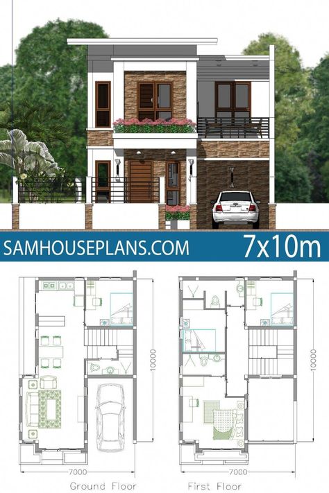 Two Storey House Plans, Small Modern House Plans, Two Story House Design, Pelan Rumah, 2 Storey House Design, Two Story House, Duplex House Plans, House Plan Gallery, Architectural Design House Plans