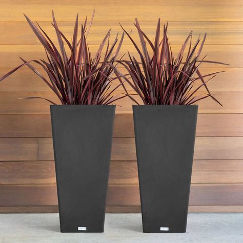 26" Taper Planter by Veradek, 2-pack | Costco Front Door Planters, Door Planter, Tall Planters, Outdoor Planters, Porch Decorating, Backyard Landscaping, Potted Plants, Planting, Front Yard