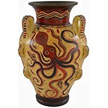 Minoan Pottery Amphora Vase - Octopus Design - Handmade in Greece Minoan Pottery, Ancient Crete, Minoan Civilization, Sea Peoples, Minoan Art, Amphora Vase, Sculpture Head, Ancient Greek Gods, Octopus Design