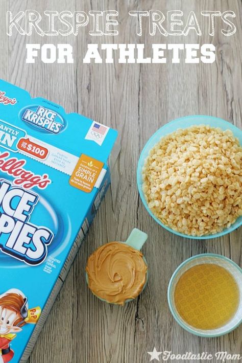 Krispie Treats for Athletes - no butter or marshmallows in these treats! Just protein-packed peanut butter and naturally sweet honey. #FueledforSchool #ad Volleyball Rice Krispie Treats, Tournament Snacks, Volleyball Food, Travel Soccer, Travel Ball, Healthy Protein Snacks, Krispy Treats, Rice Krispy, Energy Snacks