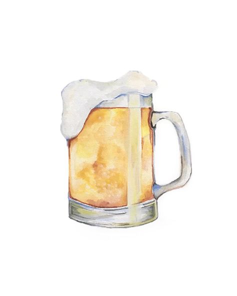 Digital download of a hand-painted, watercolor beer stein. Great for bars, bar carts, kitchens, dorm rooms, wedding signature drinks, a gift for your favorite beer drinker. Design custom bar and signature drinks sign with this digital file. Watercolor Beer Painting, Beer Mug Painting, Beer Watercolor, Beer Doodle, Artsy Party, Drink Drawing, Bar Painting, Beer Drawing, Beer Cookies