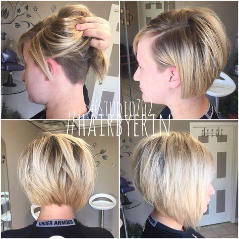 #undercut #studio702 #hairbyerin A Line Bob Shaved Back, Stacked Bob Shaved Back Undercut, Stacked Bob Haircut With Undercut, Graduated Bob With Undercut, Inverted Bob Undercut, Stacked Undercut Bob Haircut, Hidden Undercut Short Hair, Angled Bob With Undercut, Inverted Bob With Undercut