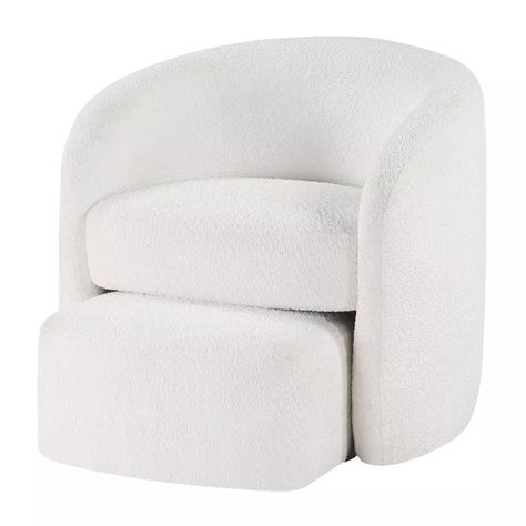 Comfort Pointe Silvie Accent Chair With Ottoman White: Boucle Fabric, No Assembly, Pocket Springs : Target Fluffy Chair, Round Swivel Chair, Accent Chair With Ottoman, Ottoman White, Chair With Ottoman, Fabric Accent Chair, Upholstered Accent Chairs, Swivel Accent Chair, Cube Ottoman