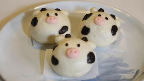 Cow-Shaped Veggie Buns | 39 minutes · Serves 12 · These cow-shaped veggie buns are the cutest way to get in your serving of veggies! Not a fan of mushrooms? Swap in your favorite vegetable, like carrots or potatoes. Want to make it vegan? Swap out the milk in the dough for water! Veggie Buns, Low Carb Casserole Recipes, Low Carb Casserole, Cow Food, Baking Secrets, Black Food Coloring, Festive Appetizers, Low Carb Casseroles, Buns Recipe