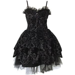 Hell Bunny - Gothic Style 'Petal' Flock Pattern Dress (Black)      gothic and vintage. i could not love this dress any more. Punk Prom Dress, Punk Prom, Gothic Prom Dress, Cute Emo Outfits, Steampunk Dress, Punk Dress, Emo Dresses, Goth Dress, Gothic Dress