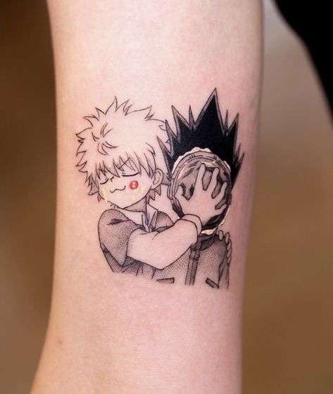 Gon And Killua Matching Tattoos, Manga Tattoo Anime, Oozy Tattoo, Killua Tattoo, South Korean Tattoo, Hunter X Hunter Tattoo, Korean Tattoo, Hunter Tattoo, Korean Tattoo Artist