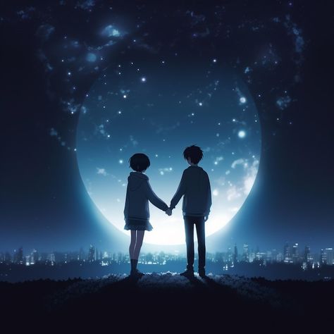 Pareja de anime tomados de la mano frent... | Premium Photo #Freepik #photo #manos-pareja #luna #manos #pareja Luna Anime, Hands Couple, Anime Hands, Couple Holding Hands, Anime Couple, Premium Photo, Anime Chibi, Full Moon, Peace And Love