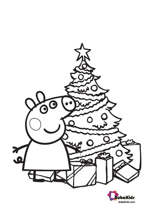 Peppa Pig and Christmas Tree Coloring Page For Kids Collection of cartoon coloring pages for teenage printable that you can download and print. #Christmastree, #Peppapig #Christmastree, #Peppapig Peppa Pig Colouring Pages Free Printable, Peppa Pig Coloring Pages Free Printable, Heo Peppa, Peppa Pig Christmas, Christmas Tree Coloring, Peppa Pig Colouring, Christmas Colouring Pages, Tree Coloring, Peppa Pig Coloring Pages