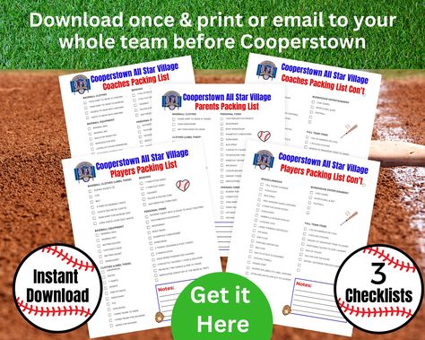 Guide to Cooperstown All Star Village Tips & Packing List by Parents | Happy Mom Hacks Cooperstown All Star Village, Cooperstown Dreams Park, Baseball Tournament, Scavenger Hunt For Kids, Playing Card Games, Pin Trading, Baseball Equipment, Mom Hacks, Happy Mom