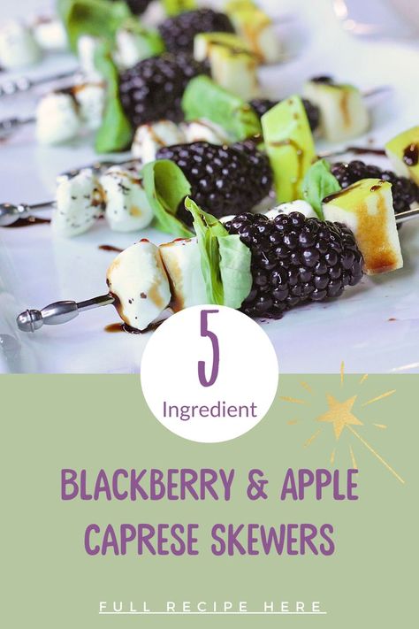 Add something new to your next gathering with this easy, quick blackberry & apple caprese skewer recipe. Blackberry Caprese Skewers, Blackberry Mozzarella Skewers, Pumpkin With Fruit Skewers, Fall Skewers, Blackberry Snacks, Skewers Appetizers Cold, Fruit Skewers Ideas Parties Food, Skewered Appetizers, Blt Skewers