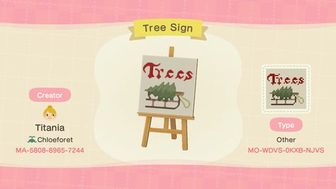 Acnh December, Acnh Holiday, Christmas Acnh, Acnh Christmas Code, Acnh Signs, Tree Farm Sign, Acnh Winter, Acnh Christmas, Ac Codes